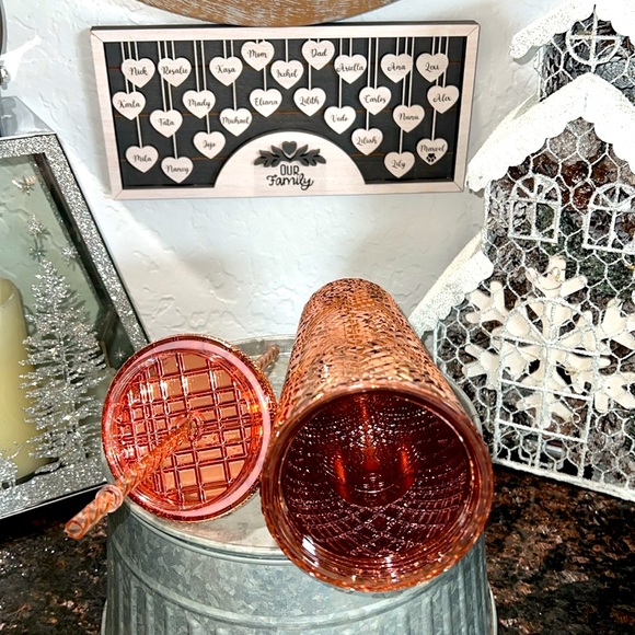 ❣️🆕Starbucks Tumbler Chrome Rose🌹 Gold⭐️ Jeweled - Holiday 2023 - Venti 24oz - Picture 4 of 7